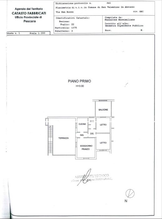 San Valentino in Abruzzo Citerione (PE) – ex Casa Mandamentale Pianta principale