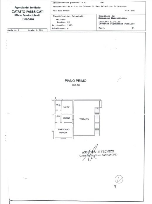 San Valentino in Abruzzo Citerione (PE) – ex Casa Mandamentale Pianta principale