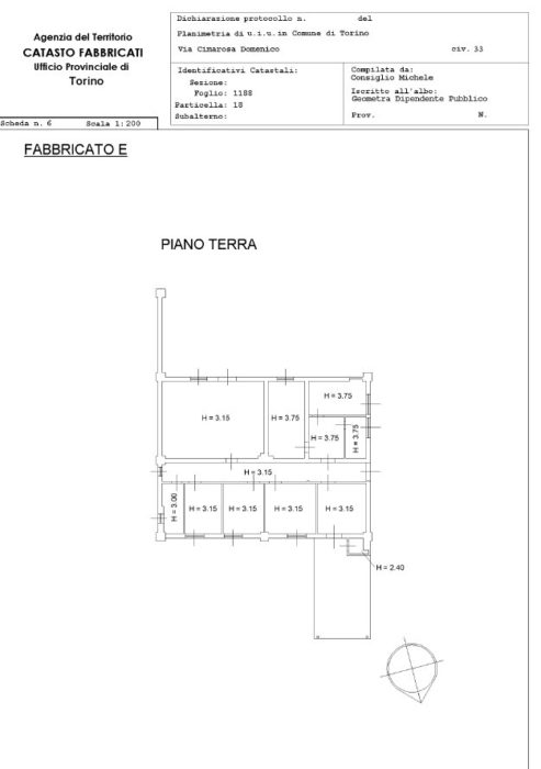 Torino – MAGAZZINI VIA CIMAROSA Pianta principale