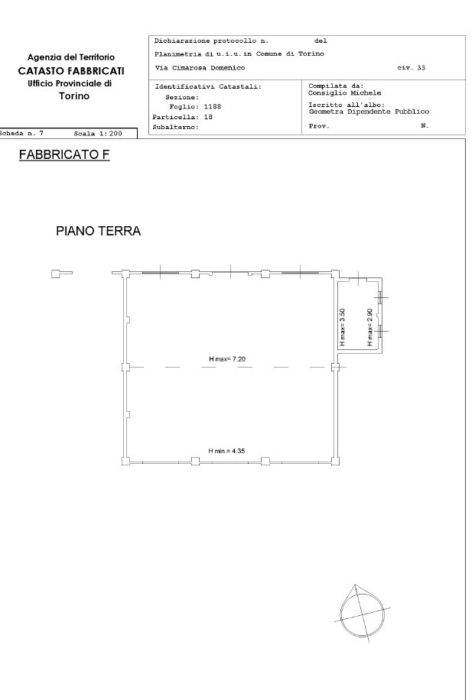 Torino – MAGAZZINI VIA CIMAROSA Pianta principale