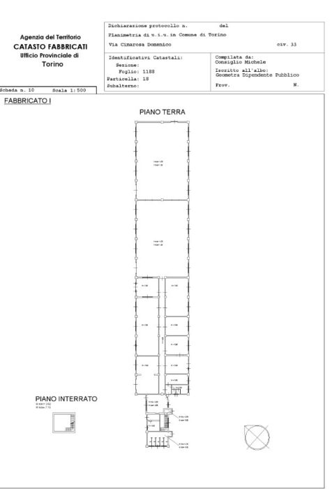 Torino – MAGAZZINI VIA CIMAROSA Pianta principale