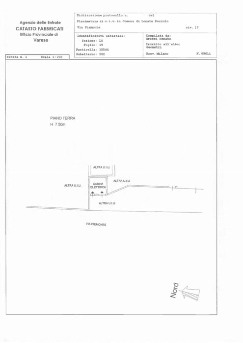 Lonate Pozzolo (VA) – Complesso Industriale in via Piemonte Pianta principale