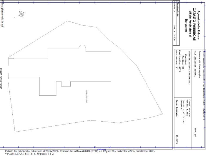 Caravaggio (BG) – Palazzo ex casa del fascio Pianta principale