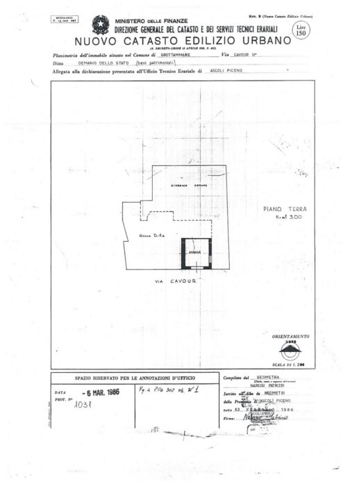 Grottammare (AP) – Casa con giardino adibita a Dogana Pianta principale