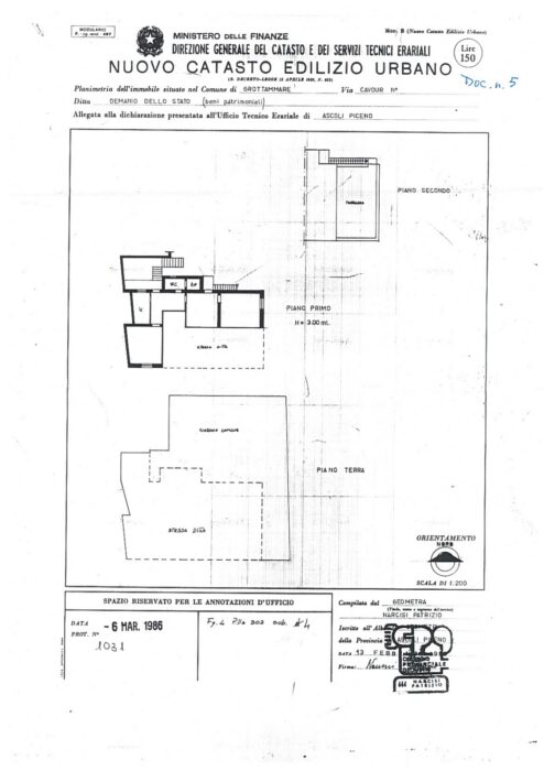 Grottammare (AP) – Casa con giardino adibita a Dogana Pianta principale