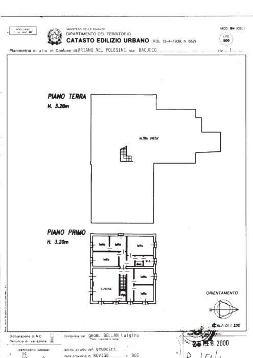 Ariano nel Polesine (RO) – Casello Bacucco Pianta principale
