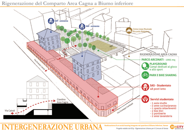 Varese – Studentato – Progetto di riqualificazione urbana Pianta principale