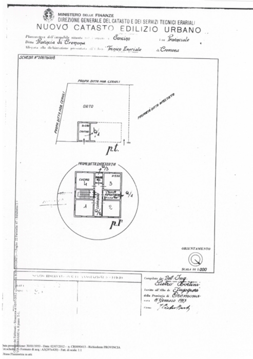 Soncino (CR) – Casa Cantoniera Pianta principale
