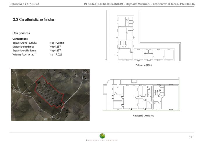 Castronovo di Sicilia (PA) – Deposito Munizioni Lercara Friddi Pianta principale