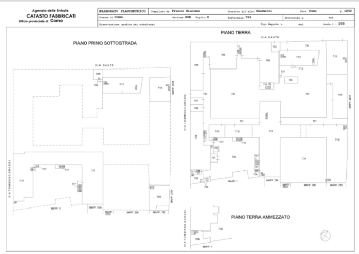 Como (CO) – Ex Orfanotrofio Via T. Grossi 2-4 Via Dante Alighieri 70-72-74-76 Pianta principale