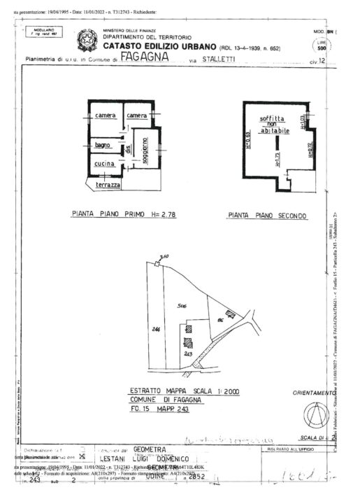 Fagagna (UD) – Building with two real estate units, two garages/sheds and two plots of land floorplan