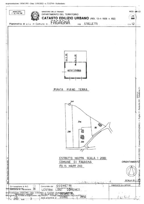 Fagagna (UD) – Building with two real estate units, two garages/sheds and two plots of land floorplan