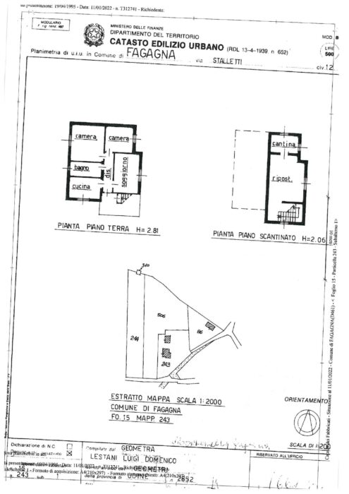 Fagagna (UD) – Building with two real estate units, two garages/sheds and two plots of land floorplan
