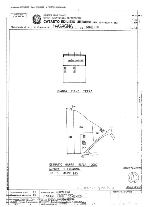Fagagna (UD) – Building with two real estate units, two garages/sheds and two plots of land floorplan